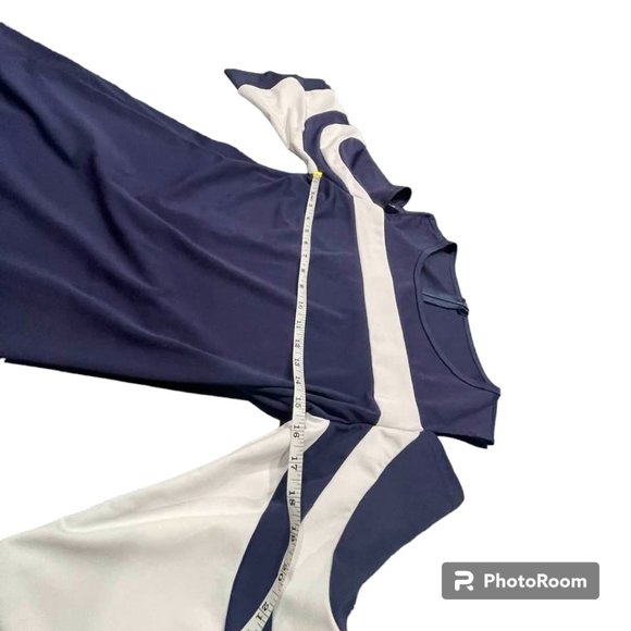 Cold Shoulder Navy Shift Dress with Long Bell Sleeves XL - Picture 4 of 13